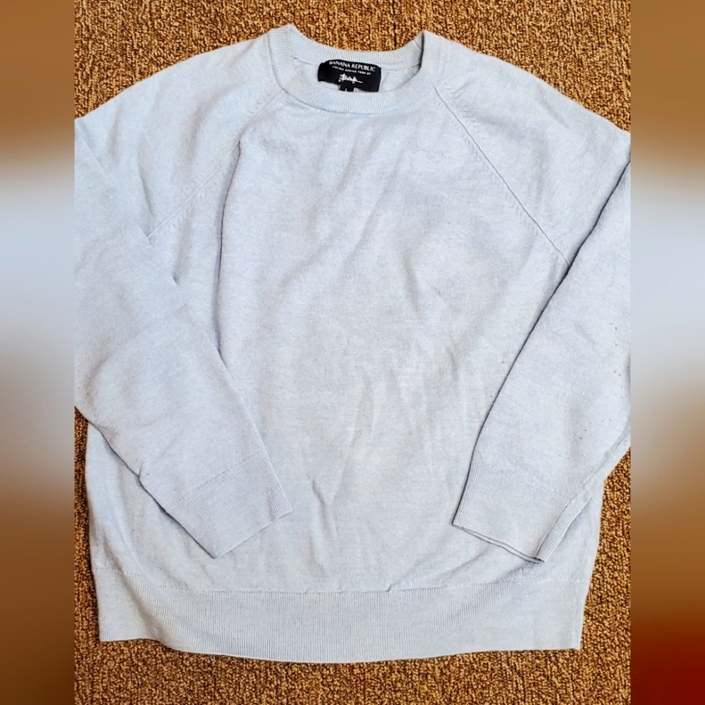 Mens Banana Republic Italian Merino wool sweater in light blue Zegna Baruffa
